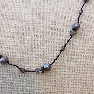 Vintage sterling pearl hand knotted necklace